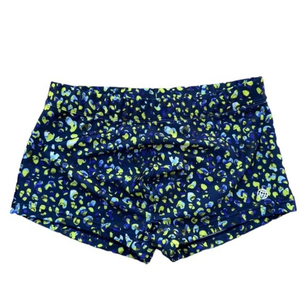 Evolve Womens Swim Shorts Navy Multicolor Medium Polyester Blend Leopard Print P